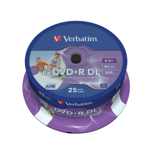 Blank DVD med høj kapacitet - Verbatim DVD+R DL 8,5 GB, 8x, 25‑pak