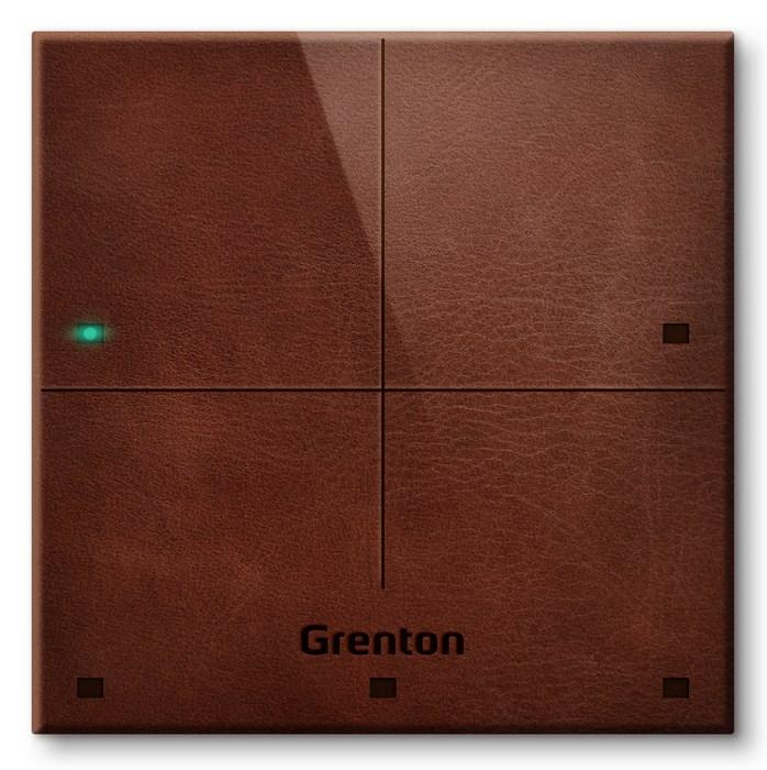 Smart home touchpanel Grenton - 4 touchfelter, TF‑BUS, mørk, front i naturlæder