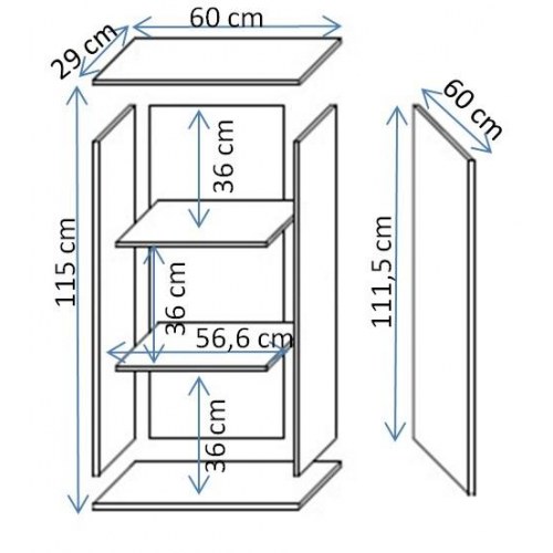 Vitrineskab væghængt Cama MEBLE SOHO 60×29×112 cm – cashmere/sort