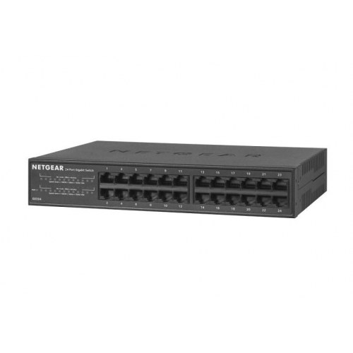 Gigabit switch 24 porte - NETGEAR GS324, unmanaged, sort