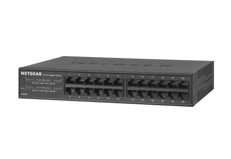 Gigabit switch 24 porte - NETGEAR GS324, unmanaged, sort
