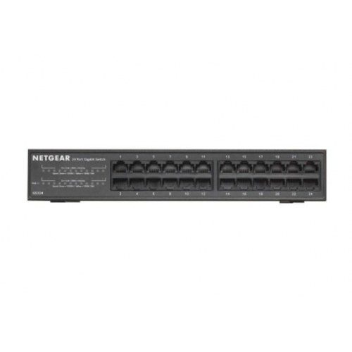 Gigabit switch 24 porte - NETGEAR GS324, unmanaged, sort