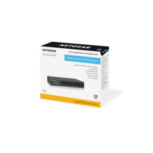 Gigabit switch 24 porte - NETGEAR GS324, unmanaged, sort