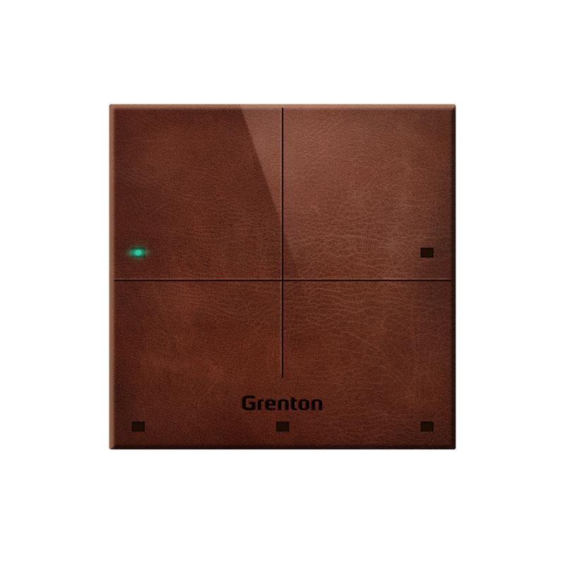 Smart home touchpanel Grenton - 4 touchfelter, TF‑BUS, mørk, front i naturlæder