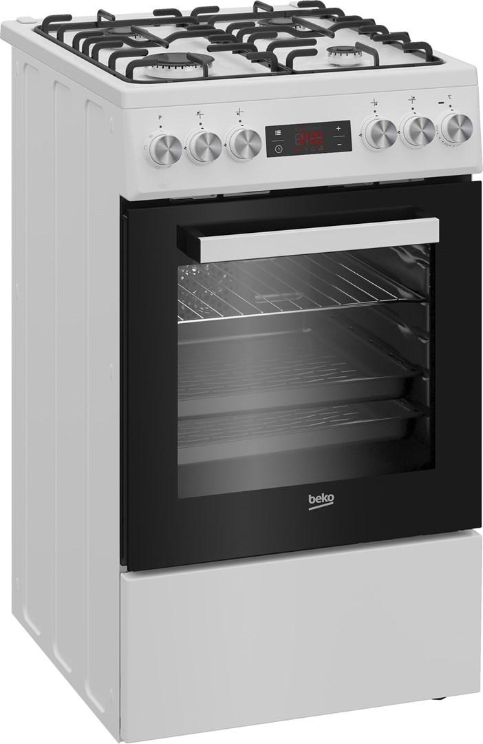 Gaskomfur med el-ovn - Beko FSE52323DWD, 50 cm, hvid