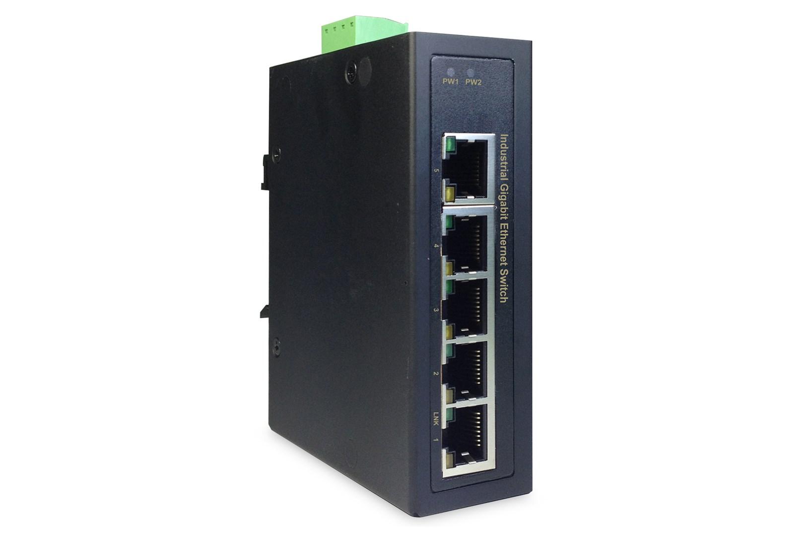 Netværksswitch gigabit - DIGITUS 5 porte, industriel, unmanaged billede