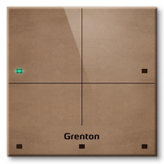Smart home touch panel - Grenton, 4 touchfelter, TF-Bus, lys natur-læder front