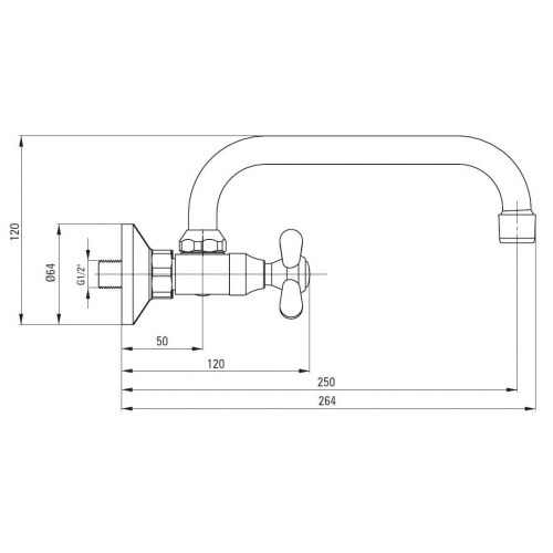 Vægmonteret håndvaskarmatur deante – krom, 2 greb, tud 250 mm