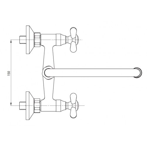 Vægmonteret håndvaskarmatur deante – krom, 2 greb, tud 250 mm