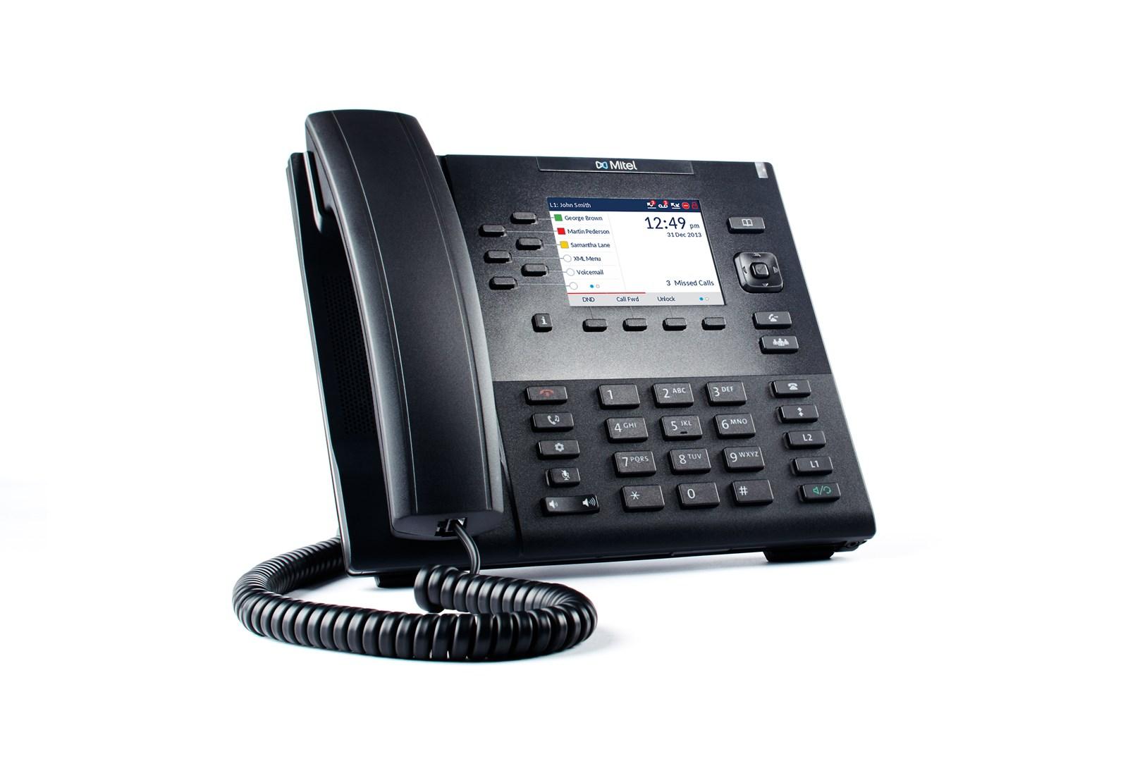 IP-telefon med 9 linjer – Mitel, sort, 3,5" LCD