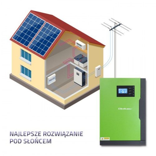 Solcelle inverter hybrid Qoltec 5,5 kW off‑grid, 100 A, 48 V, MPPT, sinus