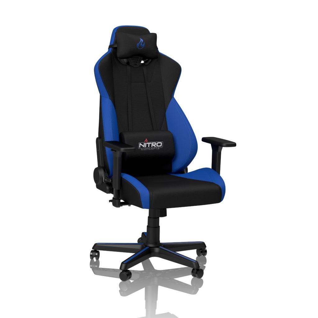 Nitro Concepts S300 - Stol - armstøtter - T-formet - vippe - drejeled - nylon, tekstil, stål, koldskum - sort, galaktisk blå