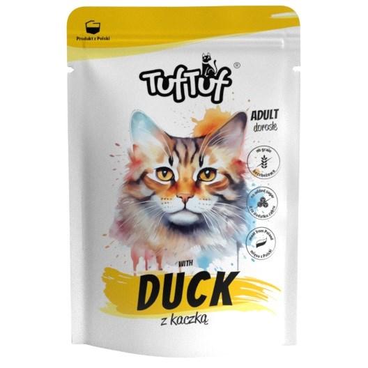 Vådfoder til kat – TufTuf med and, 100 g