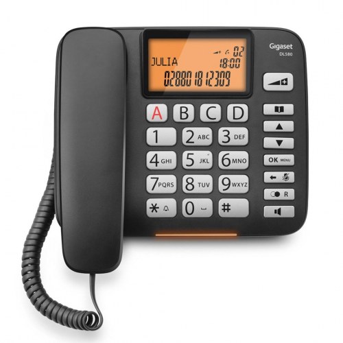 Fastnettelefon Gigaset DL580 med opkalds-ID - sort