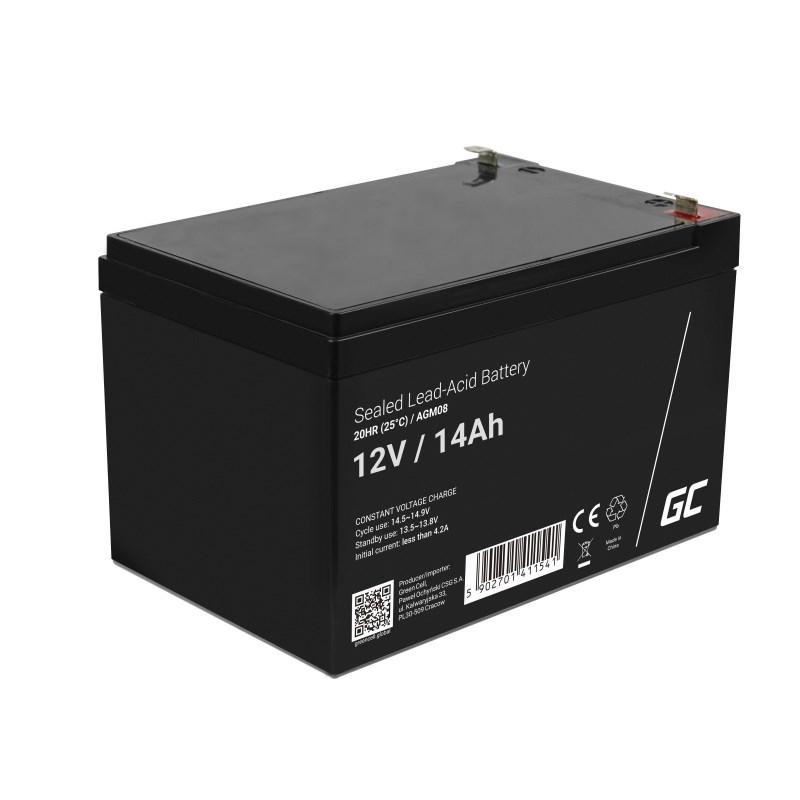 Batteri 12 V - Green Cell AGM08 bly-syrebatteri (VRLA) 14 Ah billede