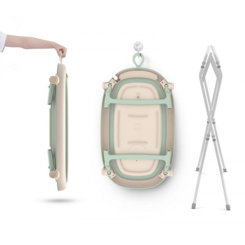 Babybadekar med stativ – neno Lucy Stand, sammenklappeligt, hvid/mint/beige