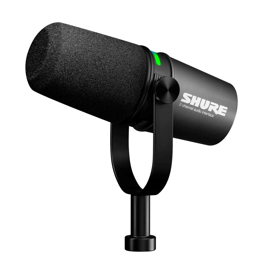 Mikrofon til podcast fra Shure MV7I – smart mikrofon og audio‑interface (sort)