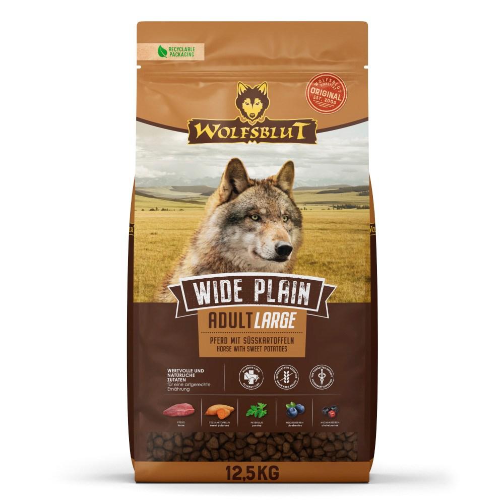 Hundefoder tørfoder WOLFSBLUT Wide Plain Large Breed – hest & sød kartoffel 12,5 kg billede