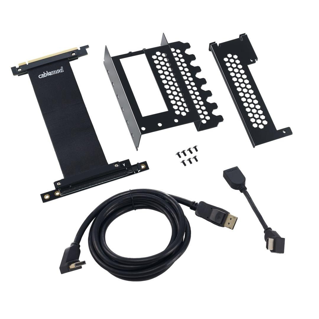 GPU beslag til mini tower - CableMod CM-VPB-HDK-R lodret holder med riser-kabel billede