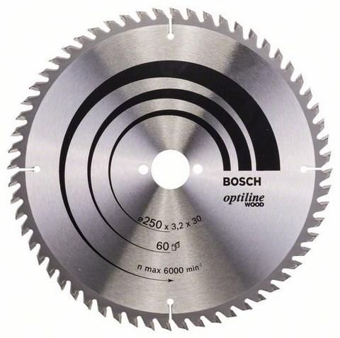 Rundsavklinge til træ 250 mm - Bosch Optiline, 60 tænder billede