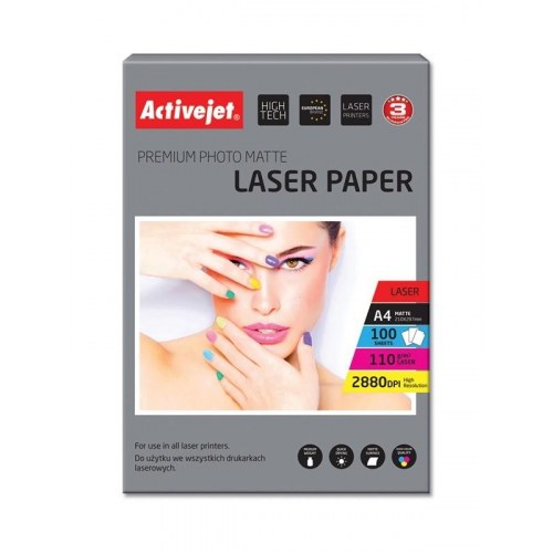 Fotopapir A4 mat – Activejet, 110 g/m², 100 ark (til laserprinter)