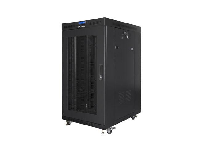 Serverrack 19" gulvmodel 22U 80Ã100 cm - sort, perforerede dÃ¸re, Lanberg