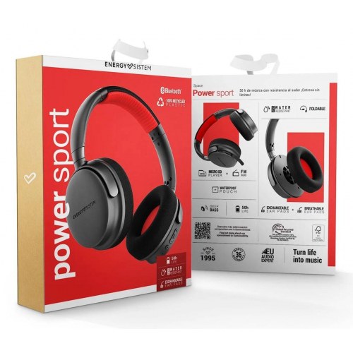 Hovedtelefoner over‑ear med Bluetooth – Energy Sistem Power Sport, sort/rød