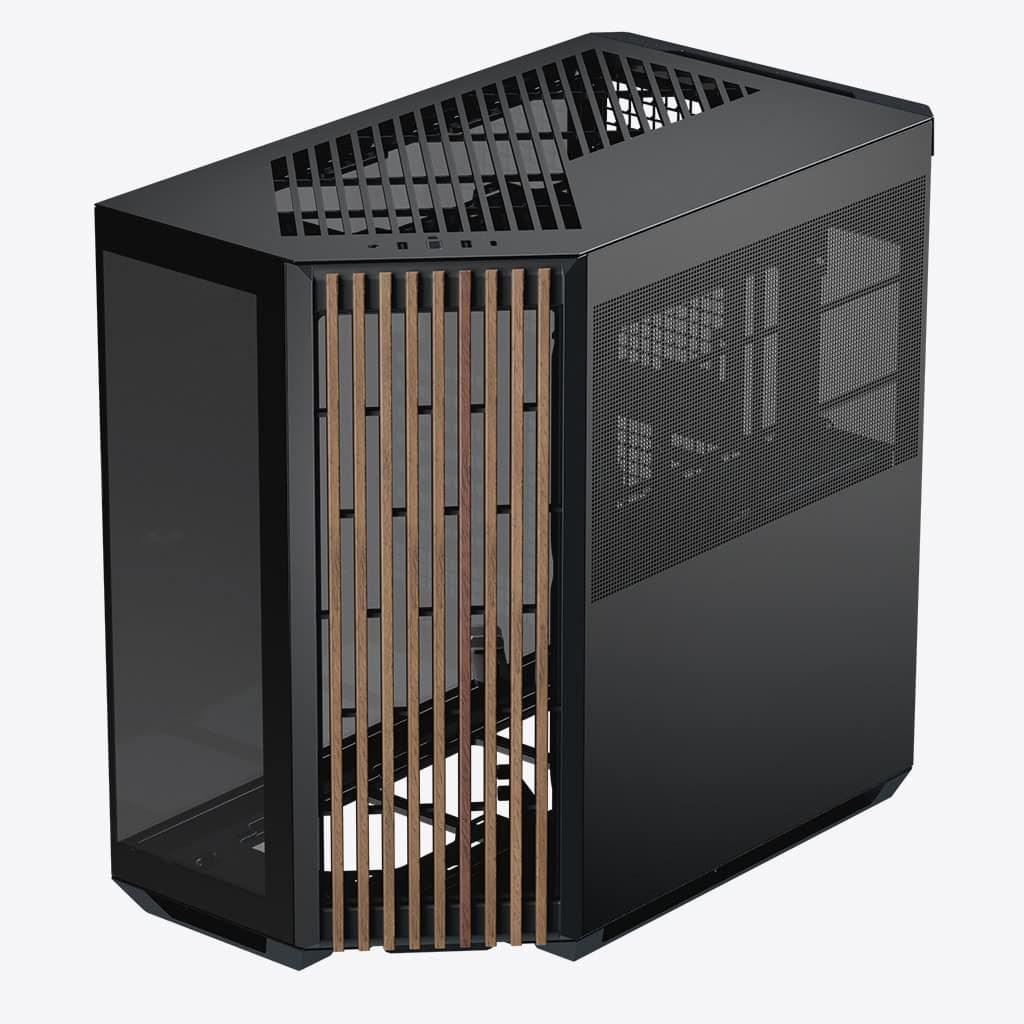 PC kabinet APNX V1-W Midi Tower - sort med træfront billede
