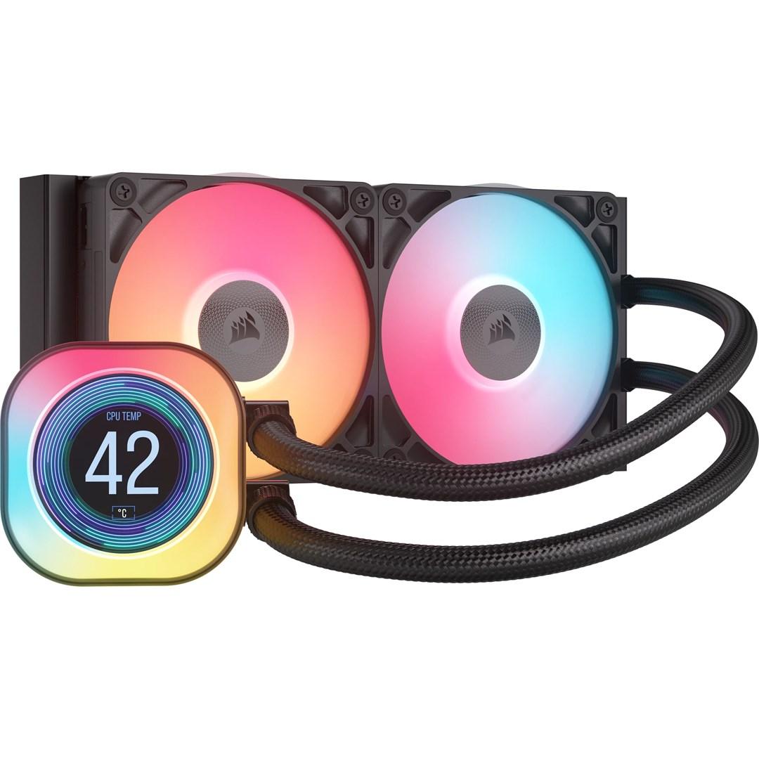 CPU køler vandkøling Corsair iCUE LINK TITAN 240 RX LCD – 240 mm, 2×120 mm, sort billede