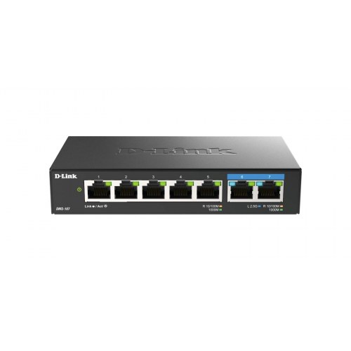 Netværksswitch D-Link 7‑port Multi‑Gigabit (uadministreret)
