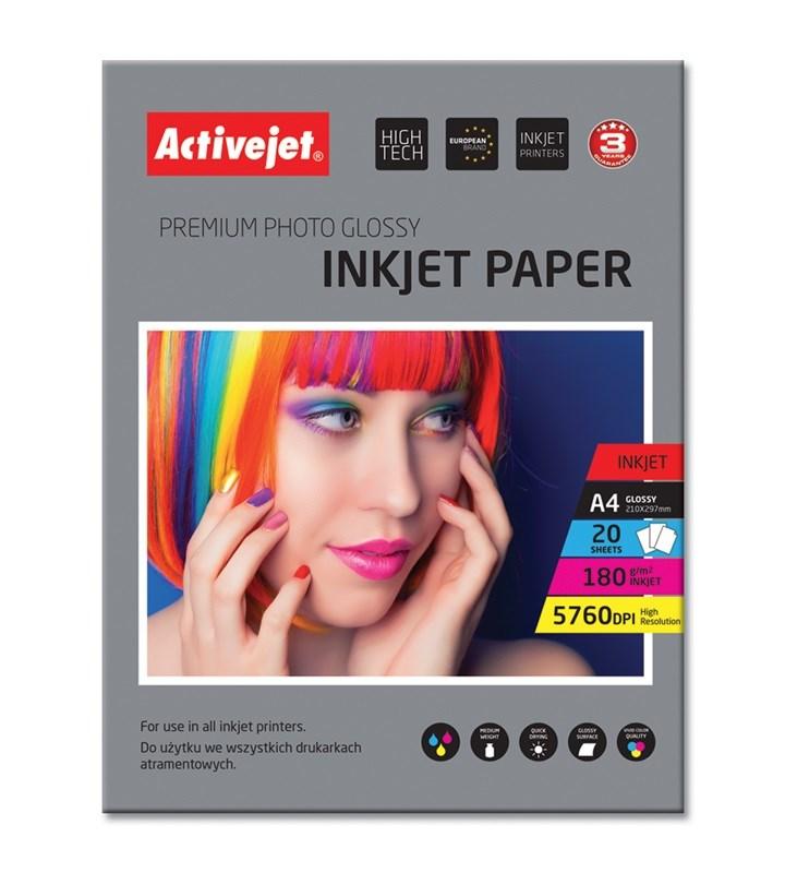Fotopapir glans A4 - Activejet, 180 g/m², 20 ark (inkjet) billede