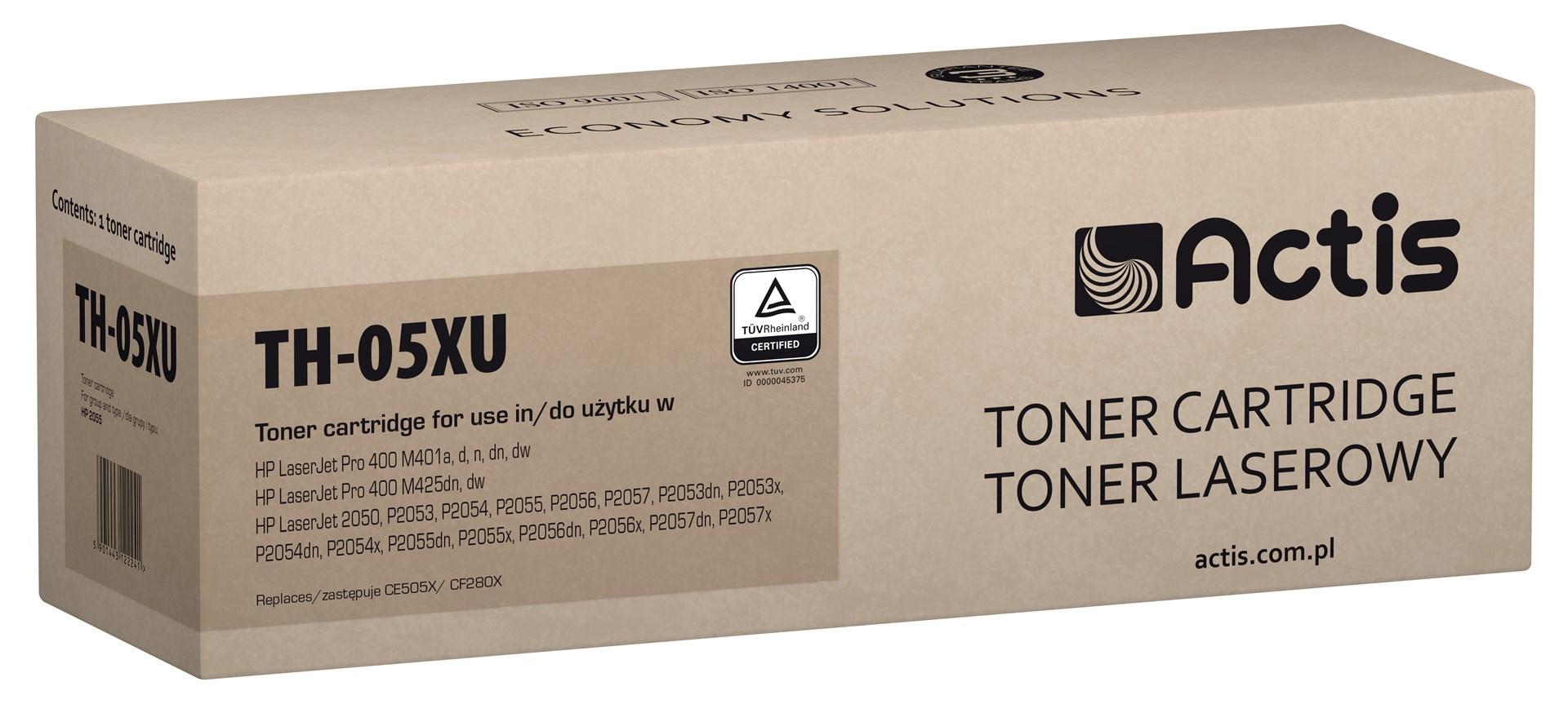 Toner til laserprinter – Actis TH-05XU, sort, 7.200 sider (erstatter HP 05X/CE505X/80X/CF280X)