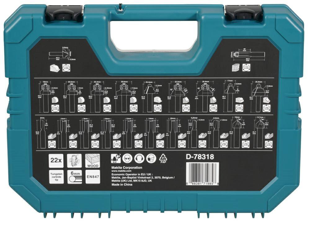 Bor- og fræsesæt 22 dele - Makita 6 mm universal