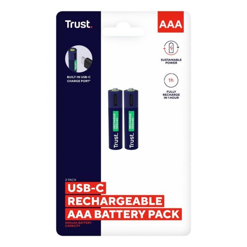 Genopladelige AAA batterier 500 mAh – Trust (2 stk.)
