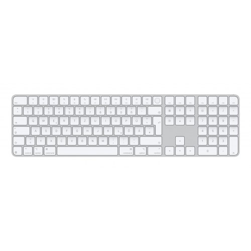 Tastatur Apple Magic Keyboard med Touch ID, numerisk, USB + Bluetooth, QWERTZ tysk, hvid
