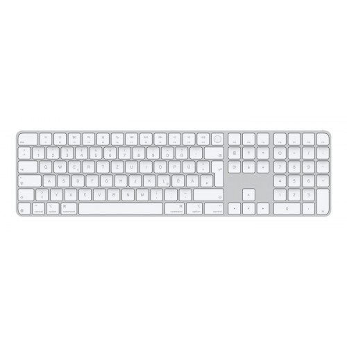 Tastatur Apple Magic Keyboard med Touch ID, numerisk, USB + Bluetooth, QWERTZ tysk, hvid