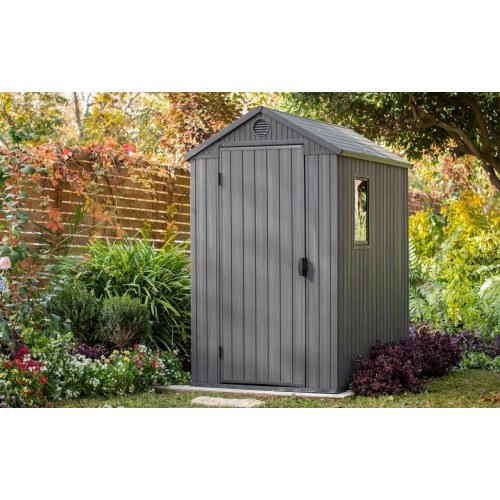 Redskabsskur i komposit 4x6 – Keter Darwin, grå