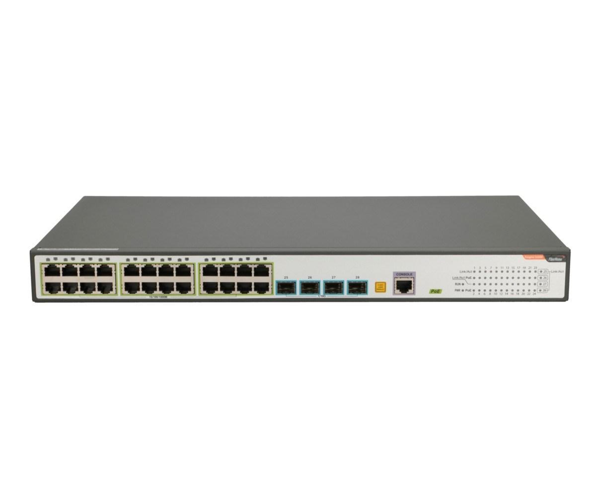 NetvÃ¦rksswitch FiberHome S4820-28T-X-PE-AC L2/L3 Gigabit PoE+ 1U - sort/grÃ¥