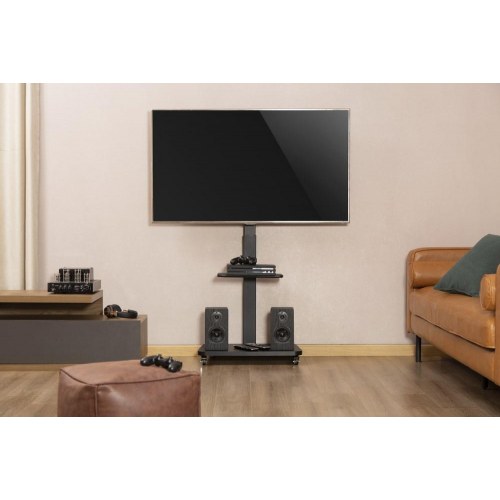 TV-gulvstativ med hjul – Gembird, 37–75", sort