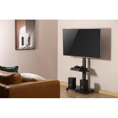 TV-gulvstativ med hjul – Gembird, 37–75", sort
