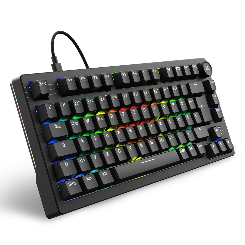 Gaming tastatur Sharkoon SGK25 – 75% mekanisk, RGB, USB (QWERTZ, tysk, sort) billede