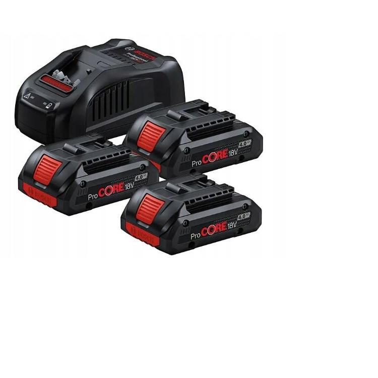 Batterisæt Bosch ProCORE 18V 4,0 Ah (3 stk) + lader GAL 1880 CV billede