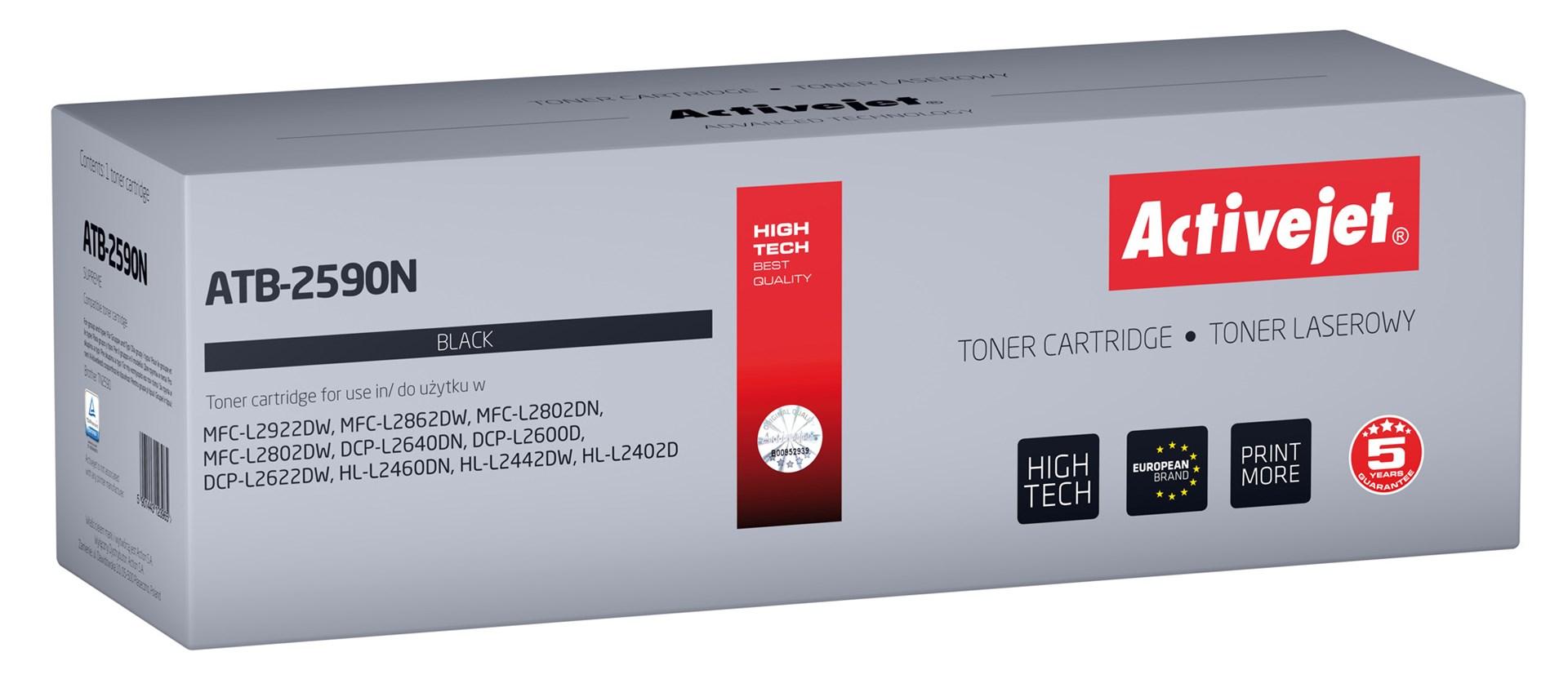 Toner til Brother - Activejet ATB-2590N, sort, kompatibel TN2590, 1.200 sider