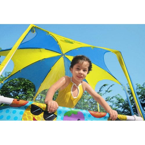 Havebassin med solskærm – Bestway Steel Pro 2,44 m x 51 cm, orange/gul