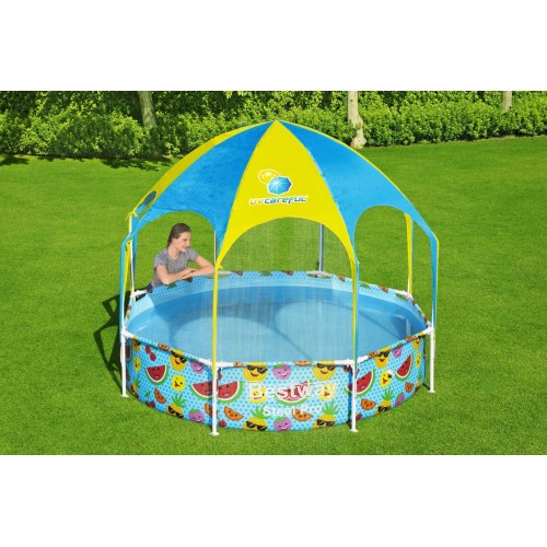 Havebassin med solskærm – Bestway Steel Pro 2,44 m x 51 cm, orange/gul