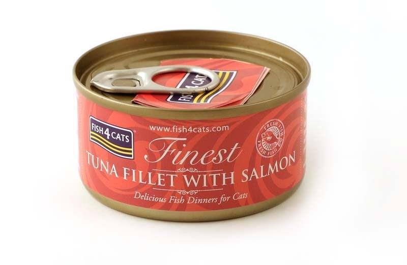 Vådfoder til kat – FISH4DOGS Fish4Cats Tunefilet med laks, 70 g billede