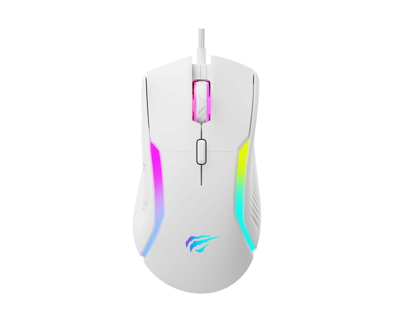 Gaming mus Havit MS1033 - hvid, kablet RGB, 9 knapper billede