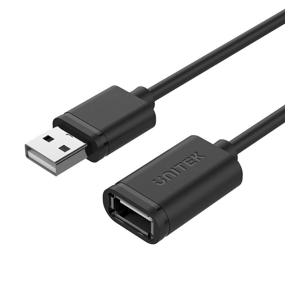 USB forlænger kabel 3 m – UNITEK USB 2.0, USB-A han til USB-A hun, sort billede