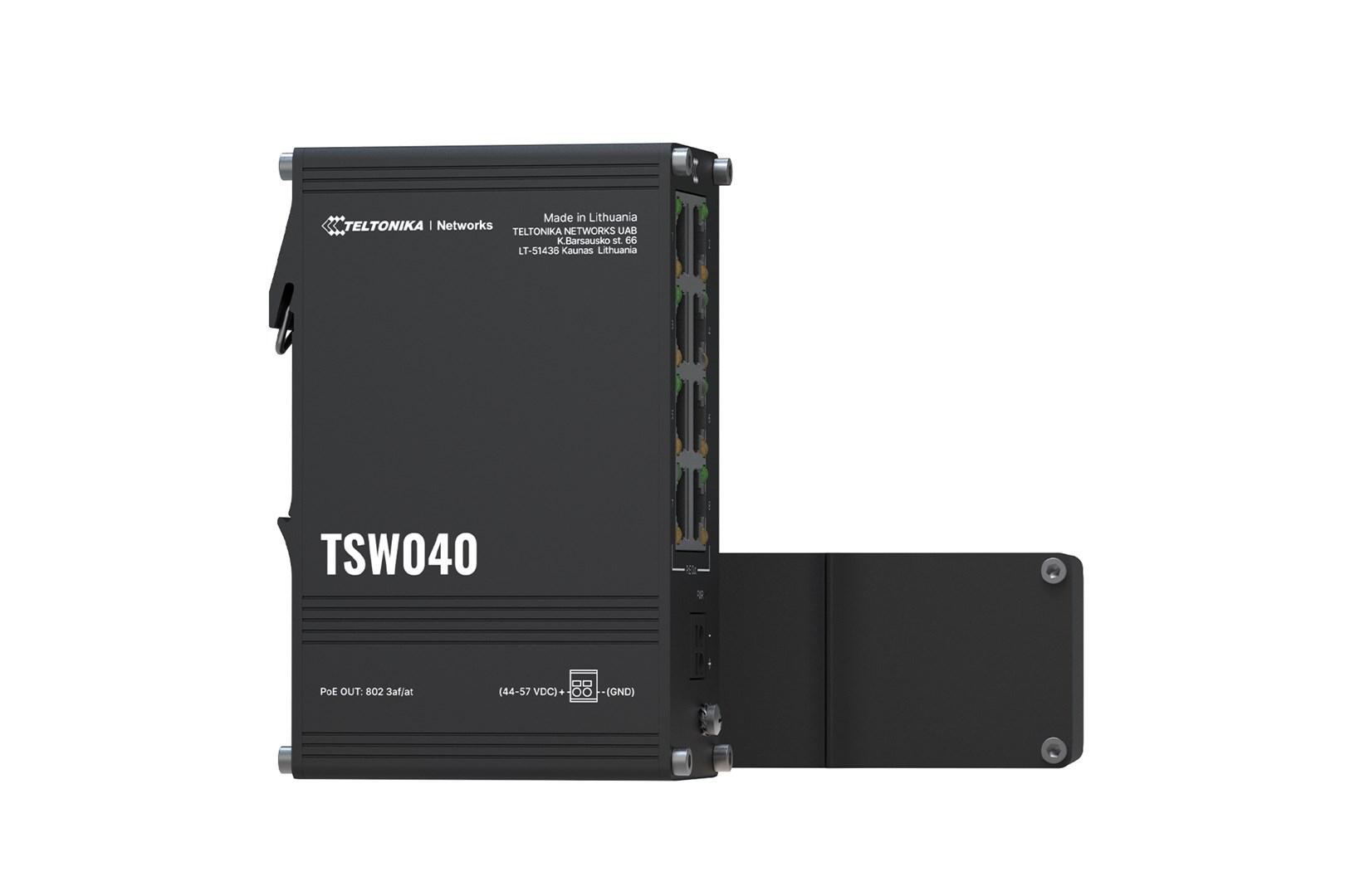 Netværksswitch Teltonika TSW040 8-port PoE+ Fast Ethernet (10/100) - unmanaged, sort
