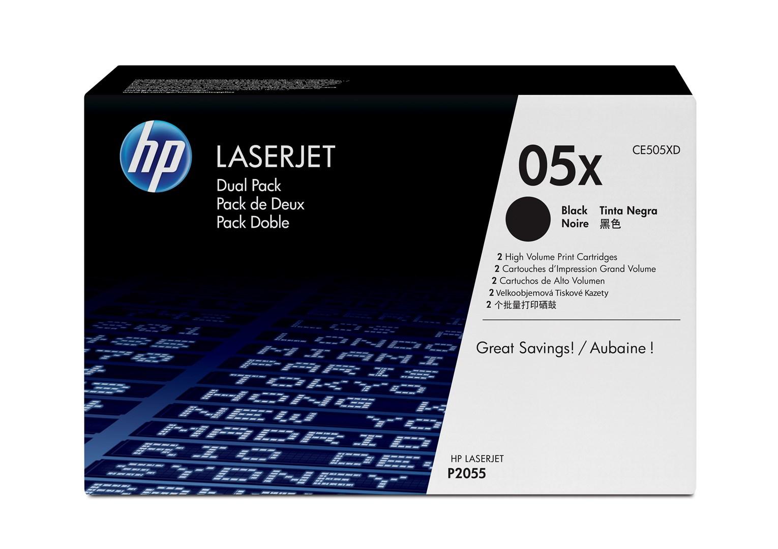 Toner til laserprinter HP 05X sort - 2-pak høj kapacitet billede